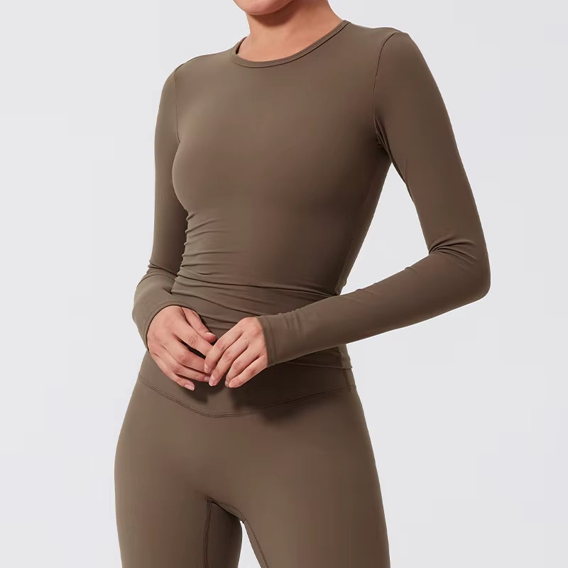 Sports Long Sleeved Shirts Women Casual Outdoor Top Gym Fitness Wear T-Shirt Yoga Shirt Push up Workout Clothes Women