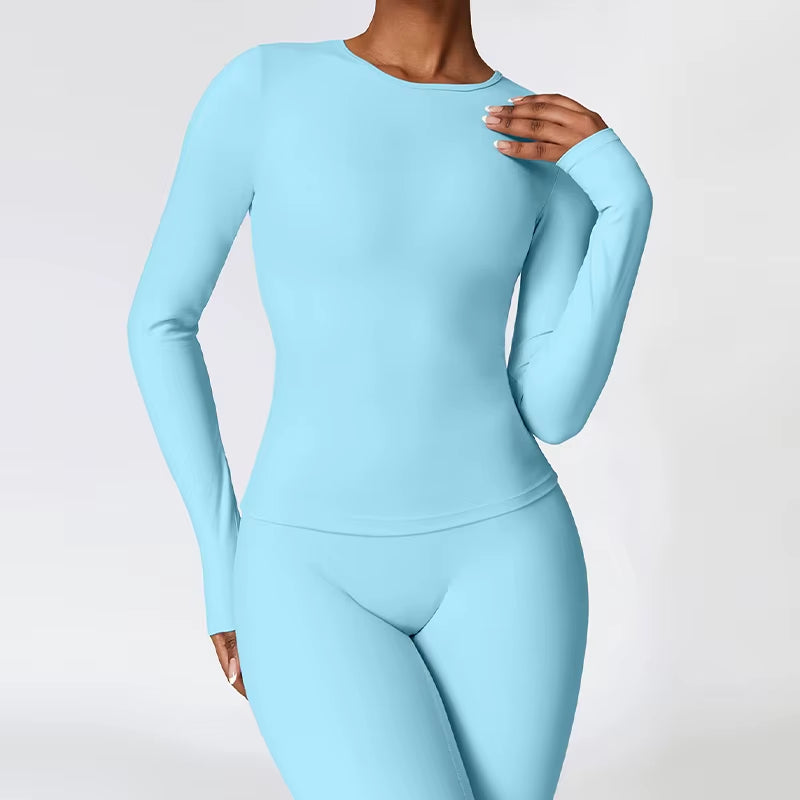 Sports Long Sleeved Shirts Women Casual Outdoor Top Gym Fitness Wear T-Shirt Yoga Shirt Push up Workout Clothes Women