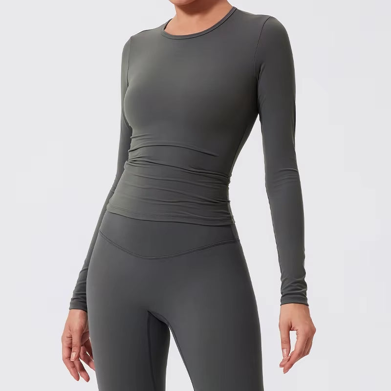 Sports Long Sleeved Shirts Women Casual Outdoor Top Gym Fitness Wear T-Shirt Yoga Shirt Push up Workout Clothes Women