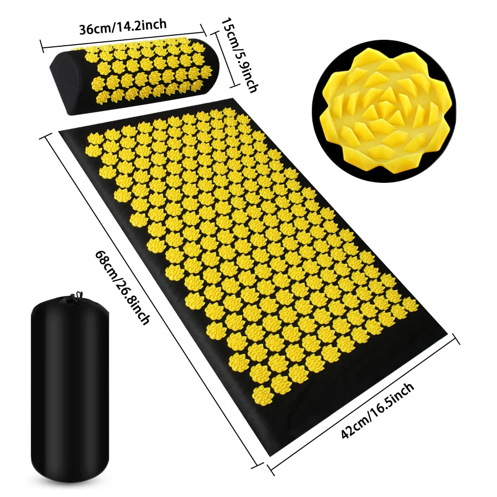 Pranamat Eco Lotus Spike Mat Acupuncture Massage Cushion Kuznetsov'S Applicator for Neck Foot Back Yoga Acupressure Massage Mat