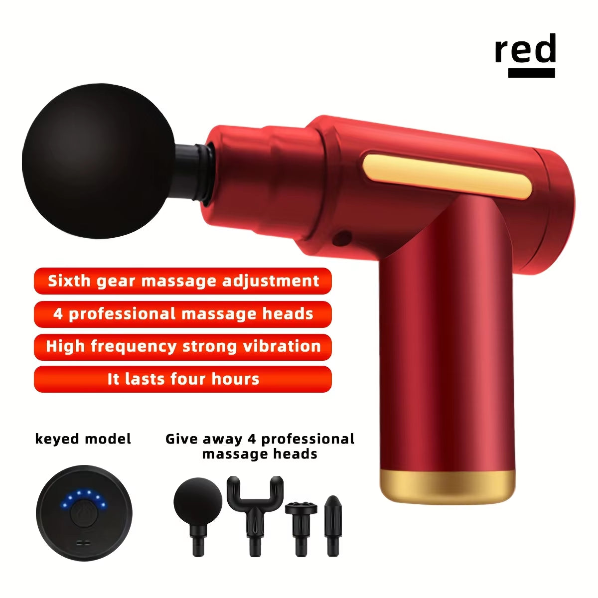 Long Endurance TYPE-C Mouth Electric Massager with Six Adjustable Levels, Silent Fascia Gun, Multifunctional Button Fascia Gun