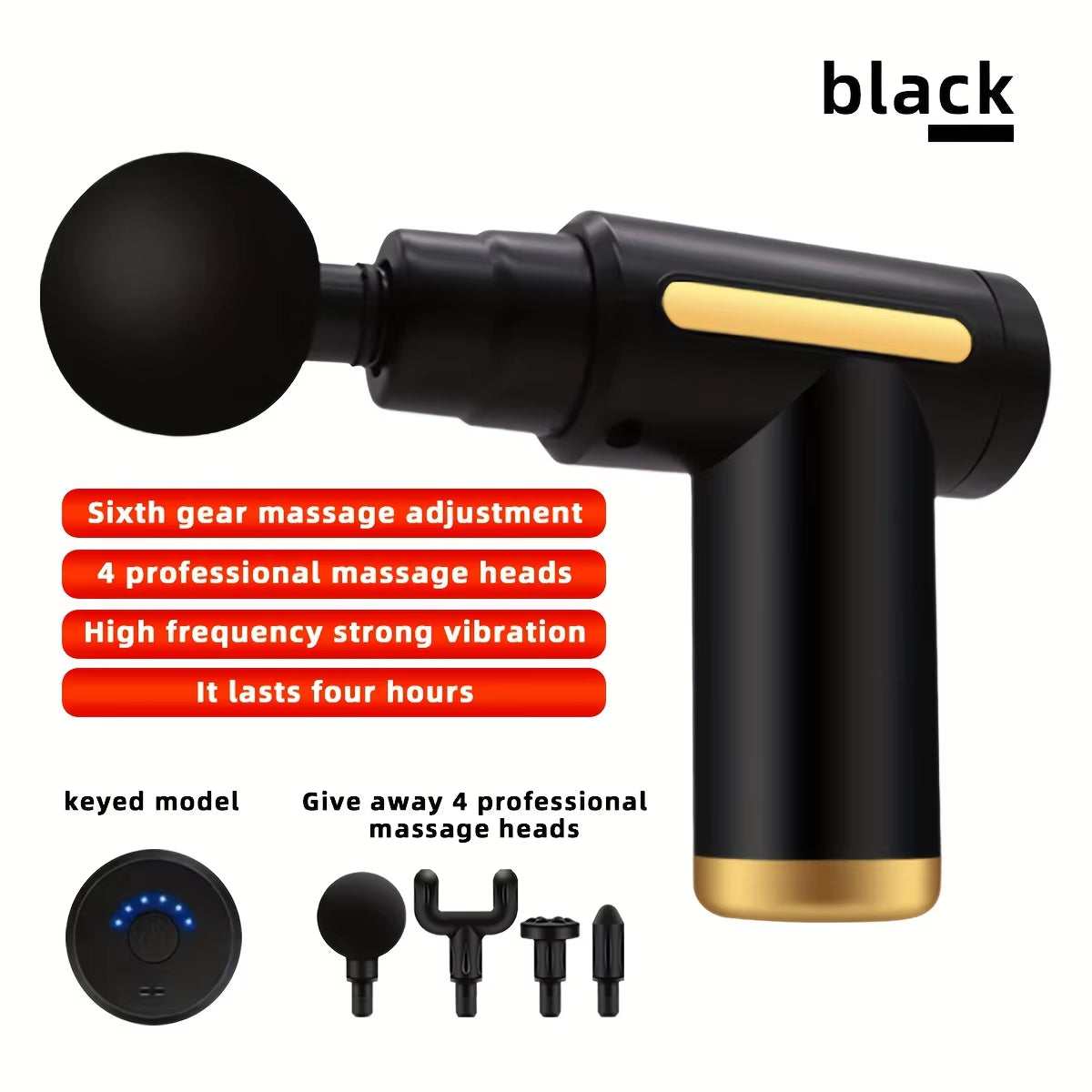 Long Endurance TYPE-C Mouth Electric Massager with Six Adjustable Levels, Silent Fascia Gun, Multifunctional Button Fascia Gun