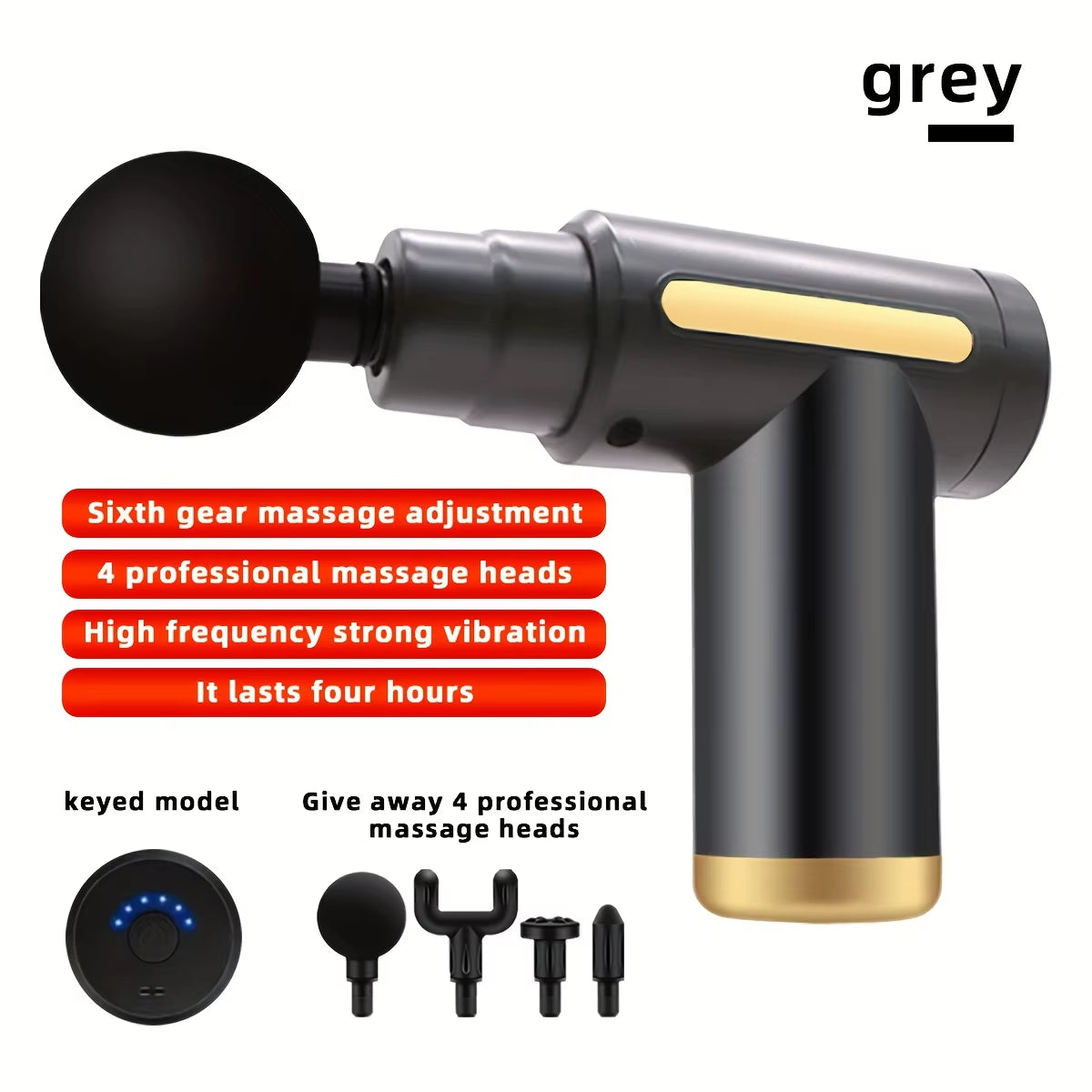 Long Endurance TYPE-C Mouth Electric Massager with Six Adjustable Levels, Silent Fascia Gun, Multifunctional Button Fascia Gun