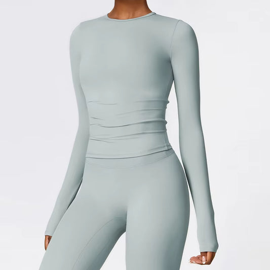 Sports Long Sleeved Shirts Women Casual Outdoor Top Gym Fitness Wear T-Shirt Yoga Shirt Push up Workout Clothes Women